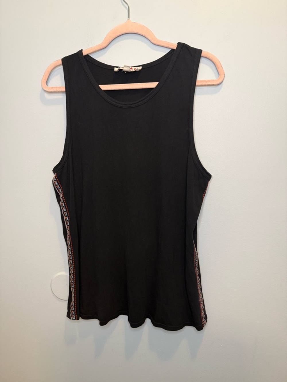 Dolan Left Coast Anthropologie Embroidered SideTank Top 100% Cotton Large
